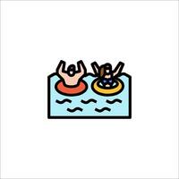 Two people are floating on a raft in the water vector
