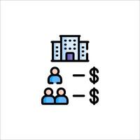 A line icon of a building with people and money vector
