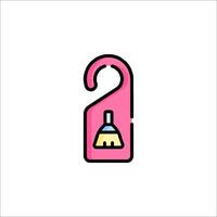 A pink door handle with a broom on it vector