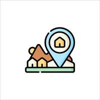 A map marker with a house and a house icon vector