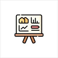 A whiteboard with a chart and a graph on it vector
