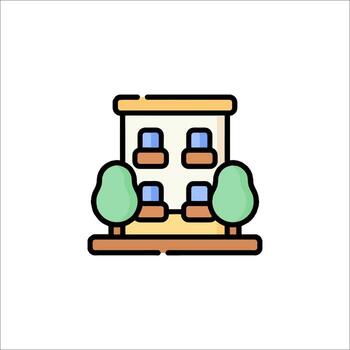 A building with trees and bushes on it vector