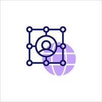 A person is connected to a network icon vector