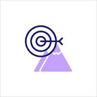 A purple icon with a target on top of a mountain vector