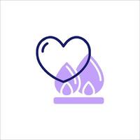 A heart with a flame icon on a white background vector
