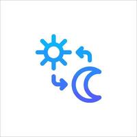 A blue icon with a sun and a moon vector