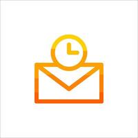 An orange envelope with a clock on it vector