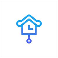 A cuckoo clock icon with a clock inside vector