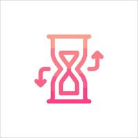 An hourglass icon with arrows pointing to it vector