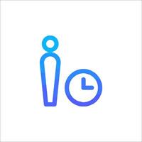A person is standing next to a clock icon vector