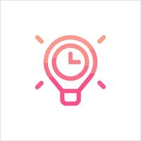 A pink light bulb with a clock inside it vector