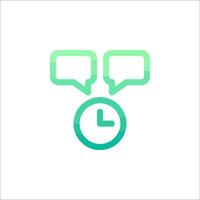 A clock and two speech bubbles with the words time and talk vector