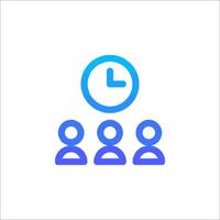 A group of people with a clock on top of them vector