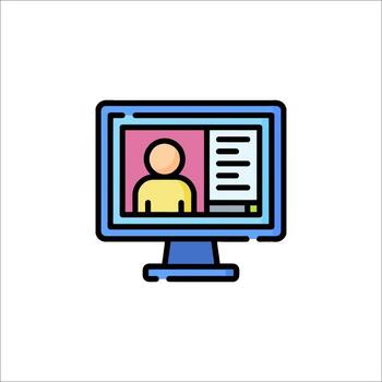 A computer monitor with a person on it vector
