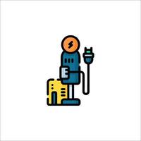 A robot holding a plug and a light bulb vector