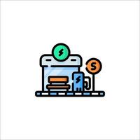 A line icon of a cash register and a sign vector