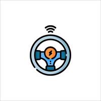 A steering wheel with a light bulb on it vector