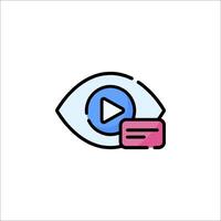 An eye with a play button on it vector