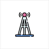 A radio tower icon with a pink ball on top vector