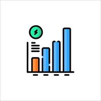 A bar chart icon with a green arrow vector
