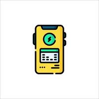 A yellow phone with a green light on it vector