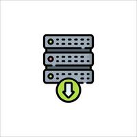 A server with a green arrow pointing down vector