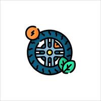 A car tire with a leaf on it vector