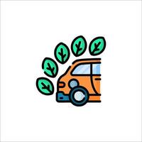 An orange car with leaves on it and a tree vector