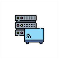 Server with wireless router icon illustration vector