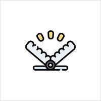 A small icon of a scissors with a light coming out of it vector