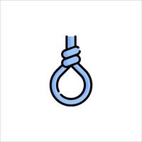 A blue and black outline of a hanging rope vector