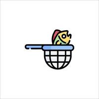 A fish in a net icon vector
