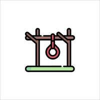 A swing hanging from a tree icon vector