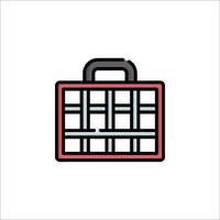 A red and black suitcase icon on a white background vector