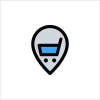 A map pin with a shopping cart icon vector