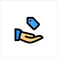 A hand holding a tag and a hand with a tag vector
