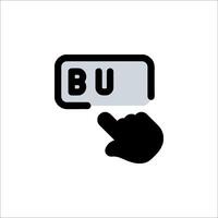 A hand pressing a button with the word bu vector
