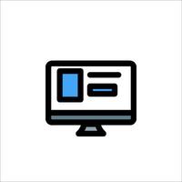 A computer monitor with a blue icon on it vector