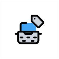 A printer icon with a paper tag on it vector