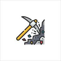A hammer and a rock icon vector