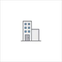 A building icon with a door and windows vector