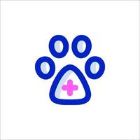 A blue and pink paw with a cross on it vector