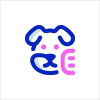 A dog's head with a pink and blue background vector