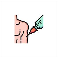 A syringe is being injected into a person's arm vector