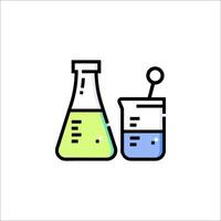 A laboratory flask and beaker with a liquid vector
