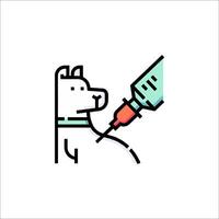 A dog is getting an injection from a syringe vector