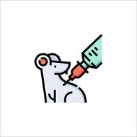 A cartoon mouse getting an injection from a syringe vector