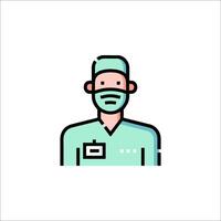 A doctor in a surgical mask and green uniform vector