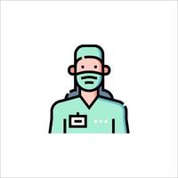 A doctor in a green suit with a mask on vector