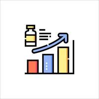 A line icon of a bottle and a bar chart vector